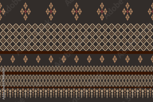 Beautiful vintage cross stitch traditional ethnic pattern.floral pixel art embroidery. Elegance background abstract Aztec beautiful seamless pattern for fabric,cloth,dress,carpet,curtain,sarong,batik.