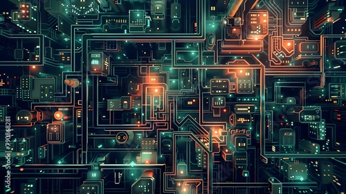 Mesmerizing Pixel Art Showcase of Futuristic Smart Grid Network