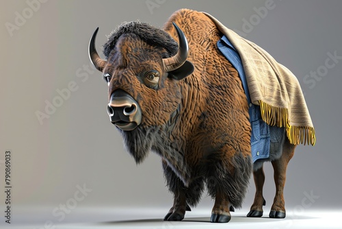 closeup a bison influencer fashionable with clothe 3d il 706c2197-f957-495a-baae-9c6901c7c5c5