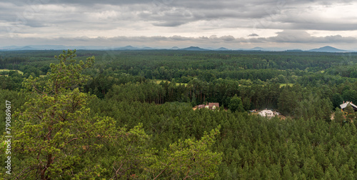 View from Hradcanska vyjlidka viewpoint above Machovo jezero lake in Czech republic photo