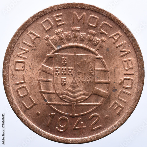 Bronze coin from the Portuguese colony of Mozambique. 20th century