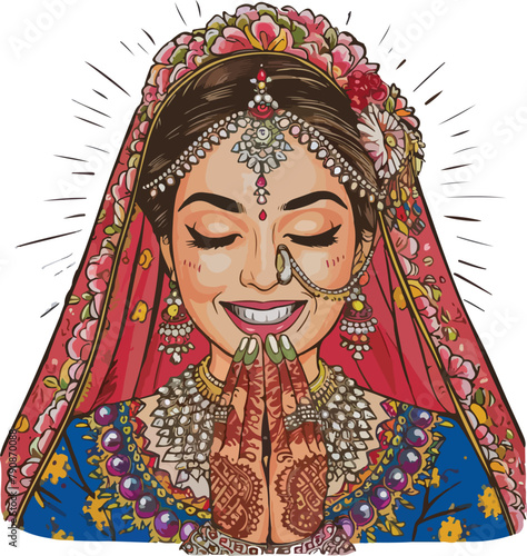 A cartoon of a man and woman dressed in traditional indian clothing