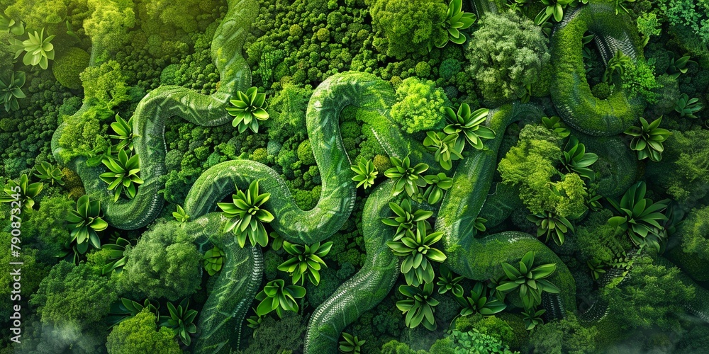 Green Technology and Sustainability conceptual snake photo Green Technology and Sustainability conceptual snake photo