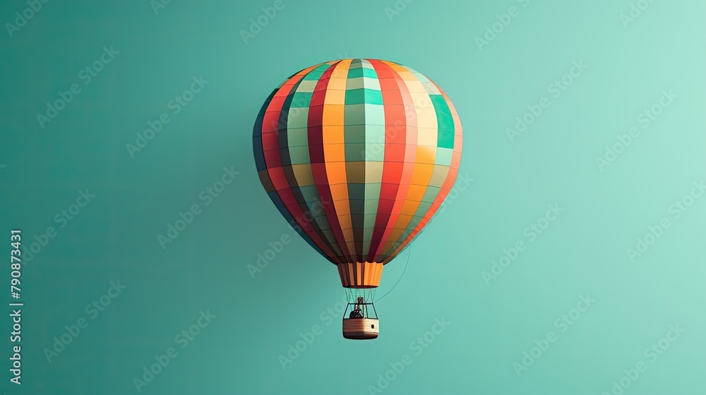 Fototapeta premium A single hot air balloon vibrant and colorful