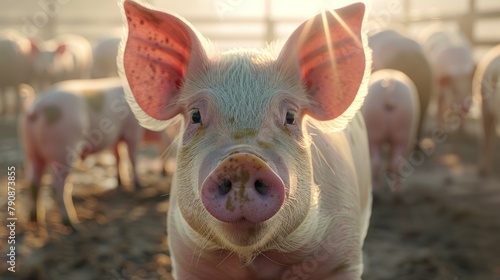 Pig farms integrate smart systems for feeding, climate control, and health monitoring, optimizing conditions for swine growth and welfare. © Sompoch