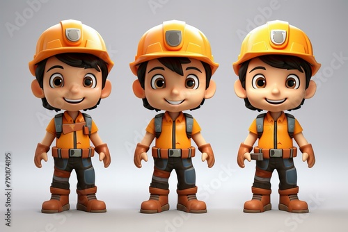 3d cartoon with construction workers,ai generated