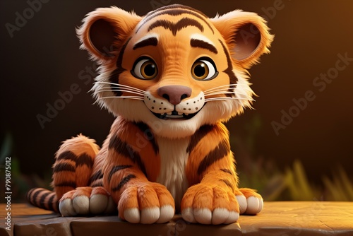 cartoon 3d baby tiger,ai generated