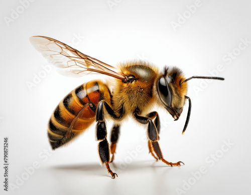 airbrushed digital simple illustration of an honeybee, isolated on a pure white background