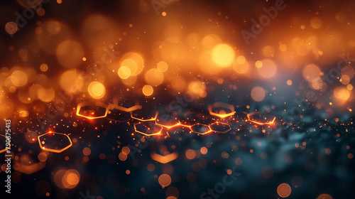 Luxurious glittering golden particle wave background  golden shimmering lights isolated on dark background.