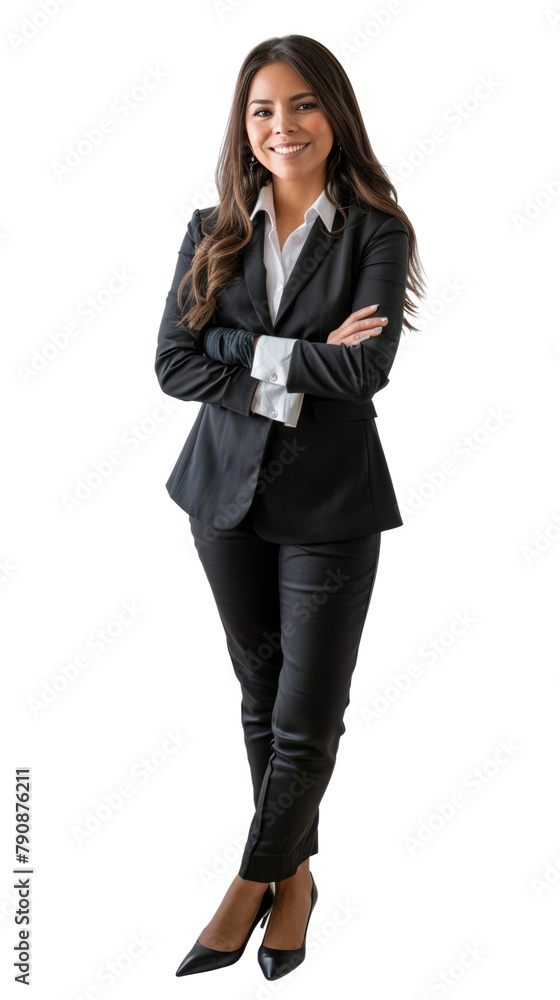 Full body photo of a smiling hispanic female lawyer, isolated on white Full body photo of a smiling hispanic female lawyer, isolated on white