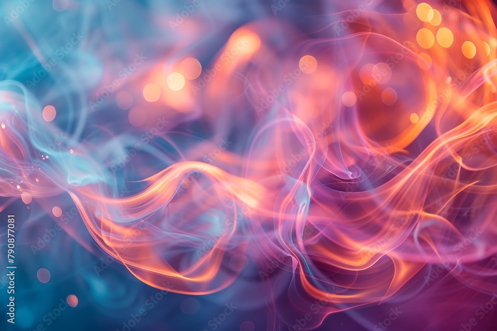 Abstract neon smoke waves in blue and pink