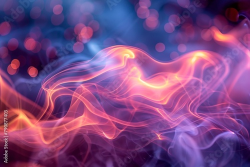 Surreal smoke waves with vibrant blue and pink colors