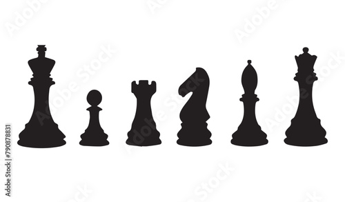 Collection of chess figures. Vector illustration.