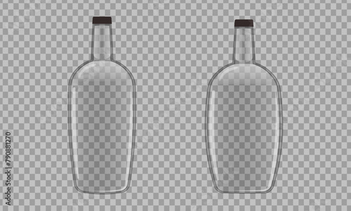 A set of empty bottles with no labels.