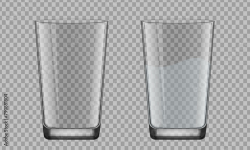 Empty glasses. Glass cup realistic. 