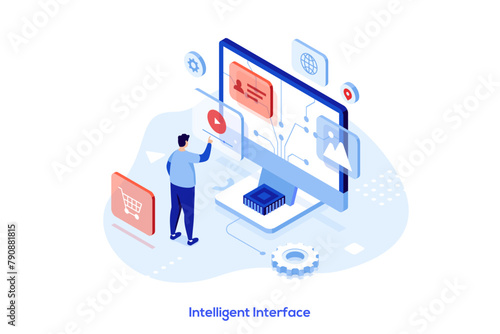 Modern Isometric Business Scene. Vector Illustration
