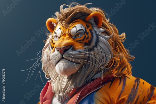 fashionable style of a lion tiger 3D