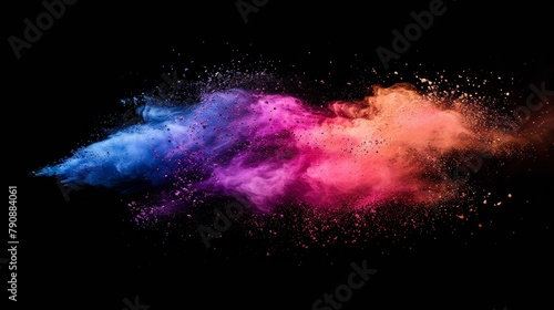 Cosmic burst of vibrant powder colors illuminating the darkness with dynamic energy