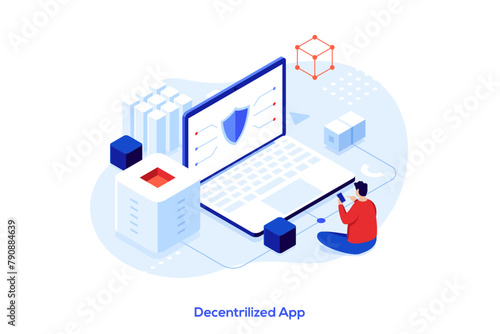 Modern Isometric Business Scene. Vector Illustration