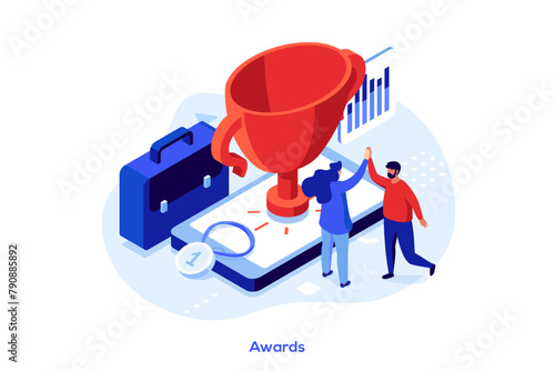 Modern Isometric Business Scene. Vector Illustration