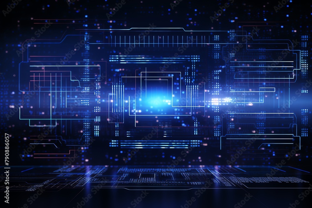 Blue technology background with glowing lines