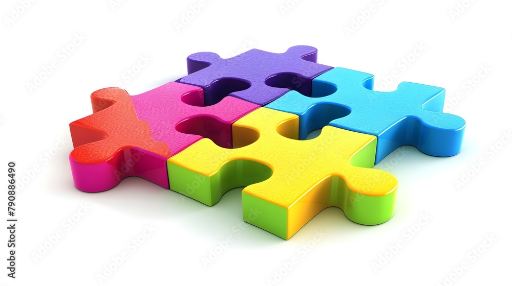 Vibrant 3D Puzzle Pieces Symbolizing Connectivity and Problem-Solving Vibrant 3D Puzzle Pieces Symbolizing Connectivity and Problem-Solving