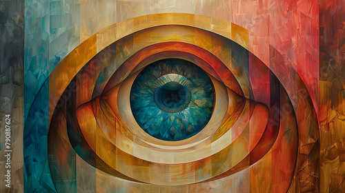 Background with abstract all-seeing eye. photo