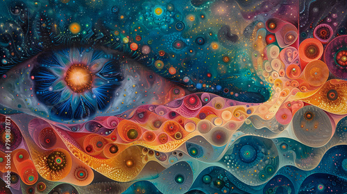 Wallpaper with abstract eye from cosmos. photo