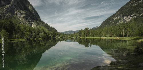 Panoramic view of the Bluntausee lake in Austria