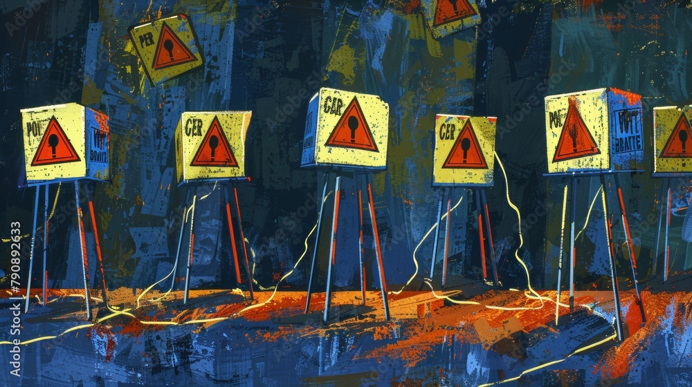 Fototapeta premium Voter Suppression Alarms: Protecting Equal Ballot Access and conceptual metaphors of Vigilantly Defending Voting Rights
