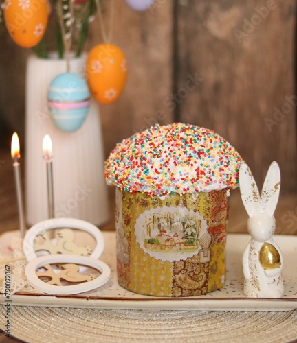 easter cake and eggs