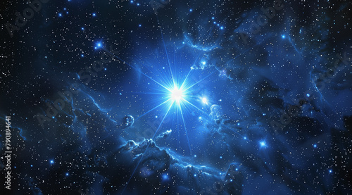 Celestial Blue Starburst in Night Sky