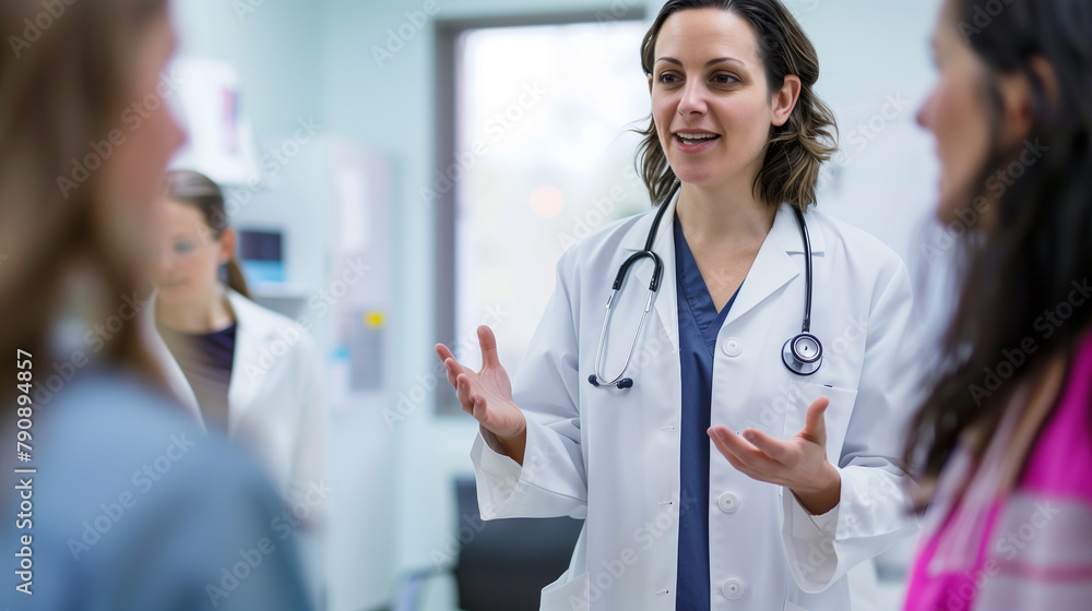 Portrait confident female doctor in hospital room Portrait confident female doctor in hospital room