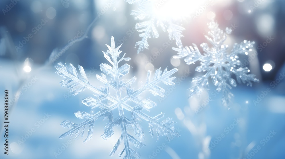 White snowflakes sparkle in the sunlight, track photography, abstract expressionism, 4K, high resolution, low view, detailed light and shadow, cinematic banner wallpaper Merry Christmas holiday theme White snowflakes sparkle in the sunlight, track photography, abstract expressionism, 4K, high resolution, low view, detailed light and shadow, cinematic banner wallpaper Merry Christmas holiday theme