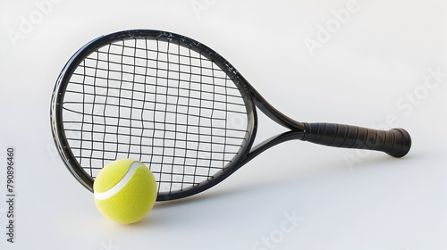 Stylized 3D Tennis Racket and Ball Icon Representing Active Sports and Lifestyle