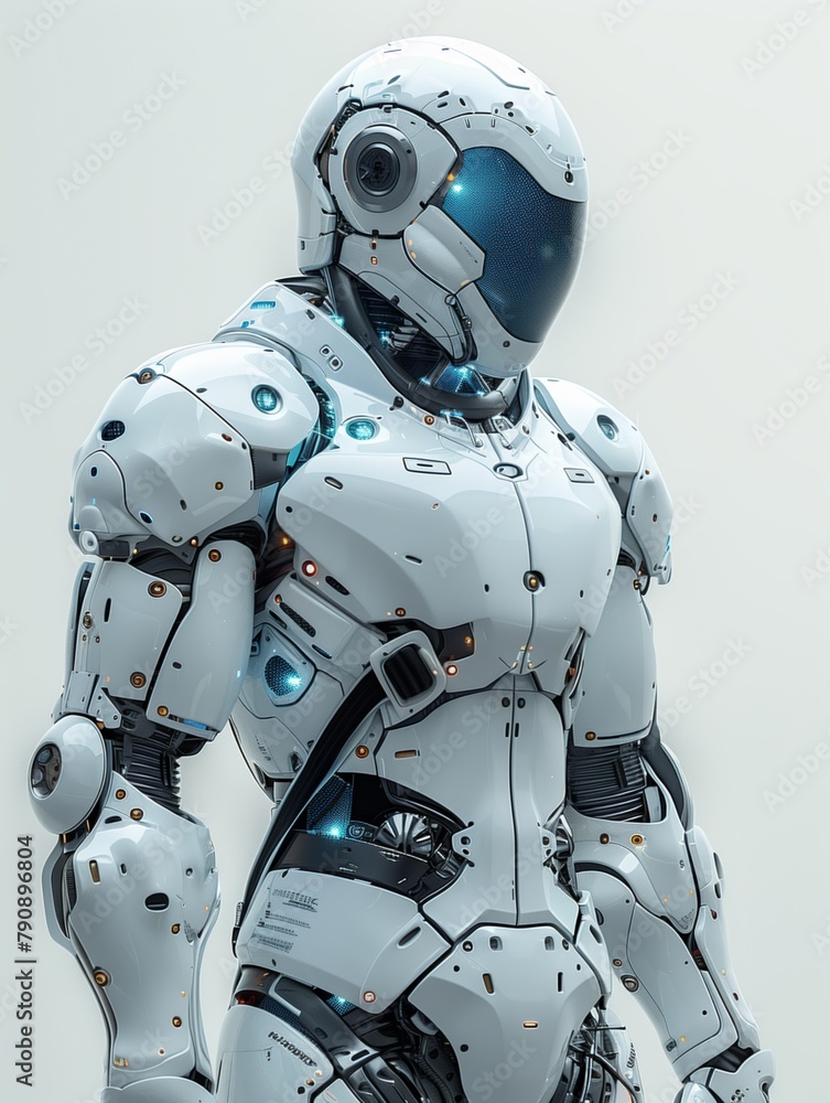 Powerful male robot, futuristic features Powerful male robot, futuristic features
