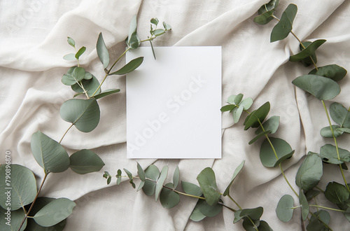 Mockup de carton d'invitation floral, inspiration naturelle simple pour un mariage ou un anniversaire photo