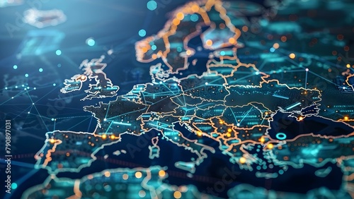 Digital Pulse of Western Europe: A Cyber-Tech Symphony. Concept Technology Trends, Innovation Strategies, Digital Transformation, Global Market Insights, Data Privacy photo