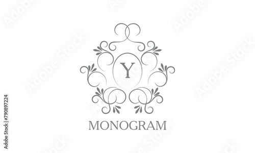 Stylish, elegant initial letter Y monogram design in vector style. Emblem, logo for restaurant, boutique, jewelry, business.