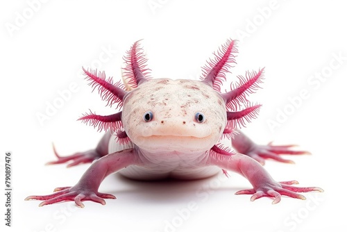 Axolotl photo on white isolated background