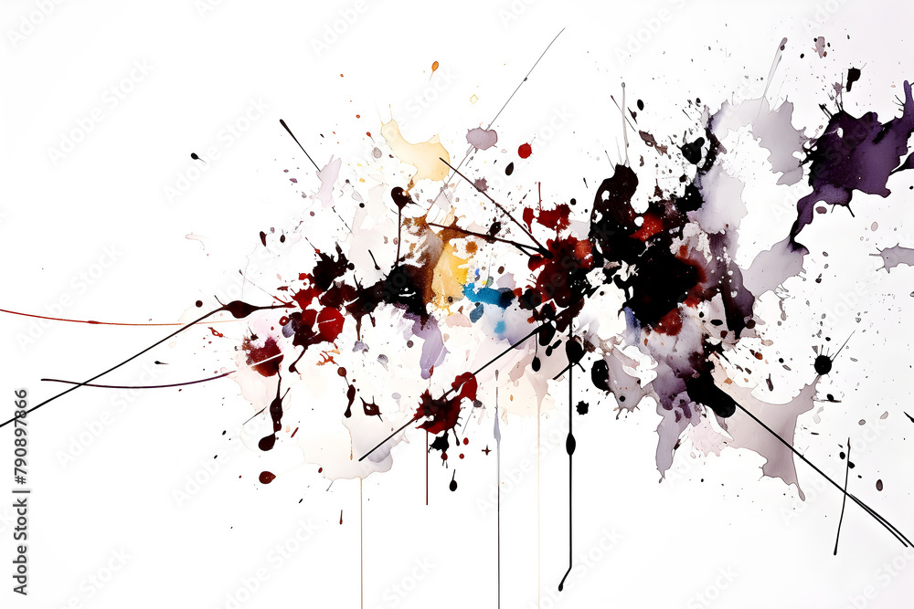 Abstract artistic explosion of color on a white canvas background