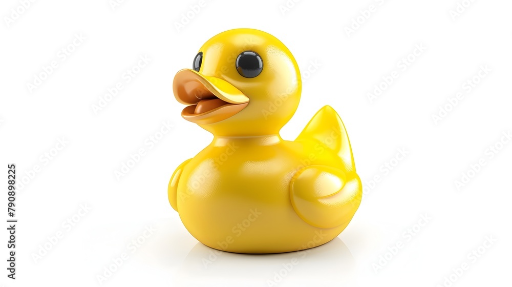 Bright Yellow Rubber Duck Icon - Playful 3D Symbol of Childhood and Bath Time Fun Isolated on White Background Bright Yellow Rubber Duck Icon - Playful 3D Symbol of Childhood and Bath Time Fun Isolated on White Background