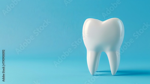 Shiny white tooth on a blue background representing dental health