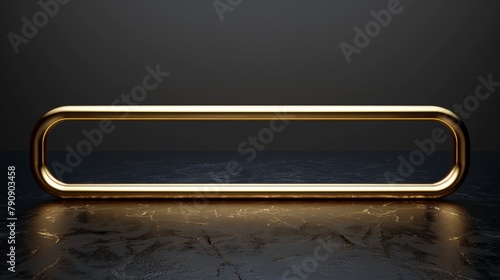 front view of long golden rounded corner rectagular frame photo