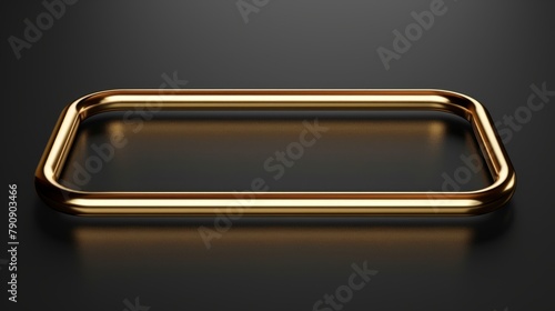 front view of long golden rounded corner rectagular frame photo