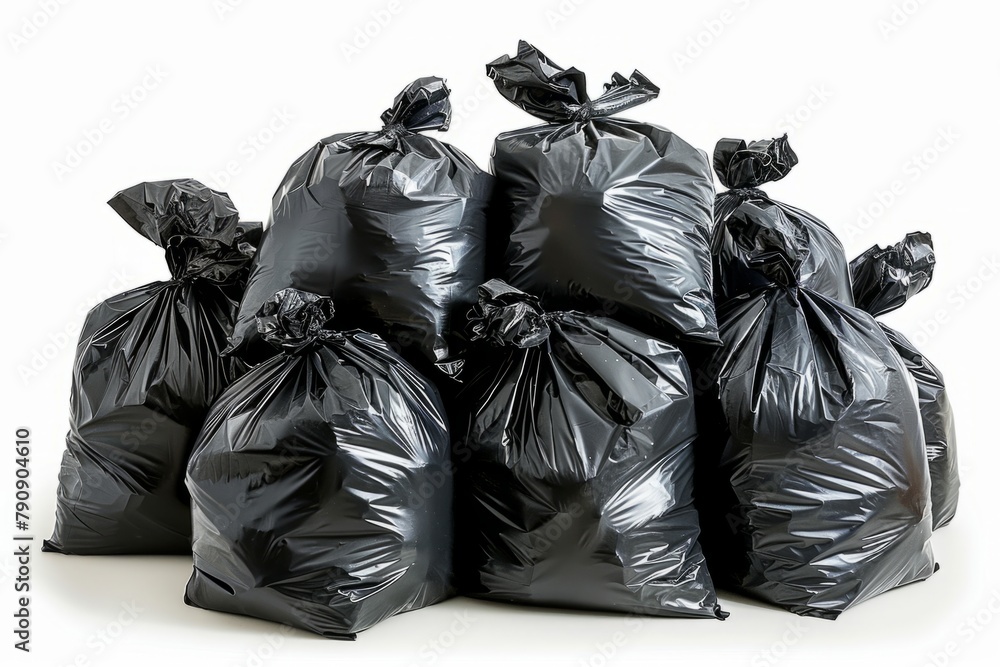 garbage bags, white background garbage bags, white background