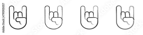 Grunge style brush drawing rock hand icon. Vector illustration. photo