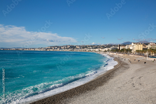 Amazing blue water of Mediterranean sea in French riviera, France. Beautiful summer day. 