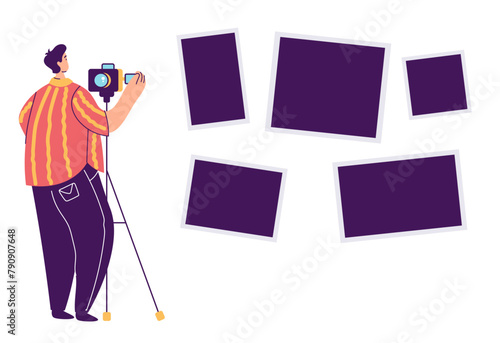 Photograph taking photo studio photography photoshoot concept. Vector design graphic illustration