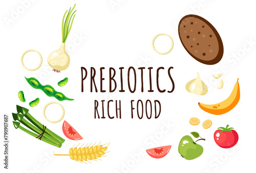Prebiotic fiber rich food vector infographics concept. Vector cartoon graphic design element illustration